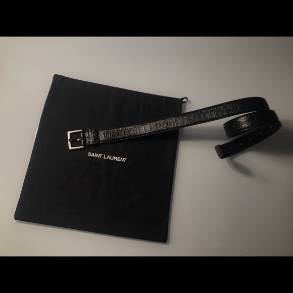 Saint Laurent Croc Embossed Western Belt - Picture 2 of 5